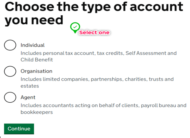 Choose account